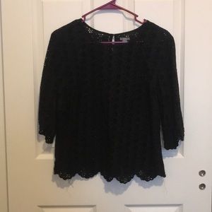 Black scalloped crop top